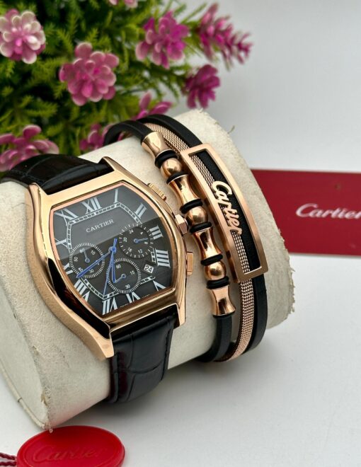 CARTIER LEATHER & BRACELET WRISTWATCH