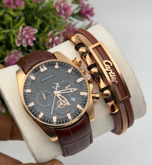 MEN LEATHER WRISTWATCH & BRACELET SET - Image 5