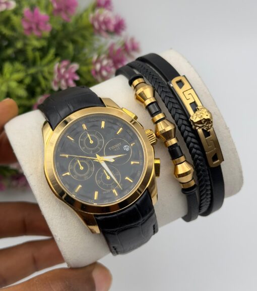 MEN LEATHER WRISTWATCH & BRACELET SET - Image 3