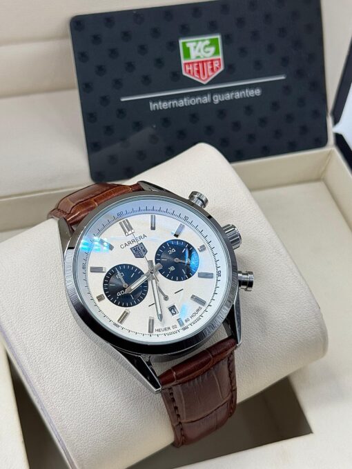 TAG HEUER CARRERA LEATHER WRISTWATCH - Image 2