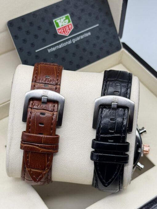 TAG HEUER CARRERA LEATHER WRISTWATCH - Image 4