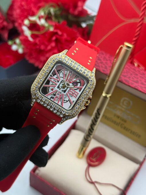 CARTIER RUBBER (FULL STONE) WRISTWATCH - Image 9