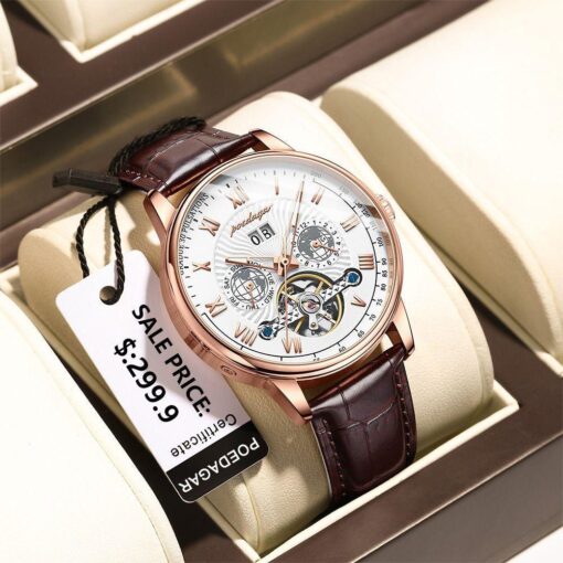 POEDAGAR LEATHER AUTOMATIC WATCH - Image 3