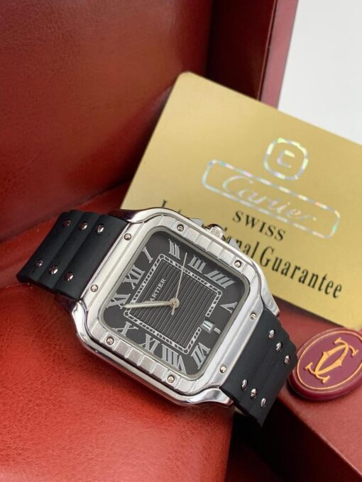 CARTIER DE SANTOS RUBBER STRAP WATCH