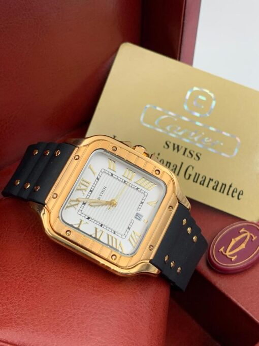 CARTIER DE SANTOS RUBBER STRAP WATCH - Image 3