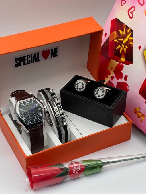 MEN LEATHER WRISTWATCH SET