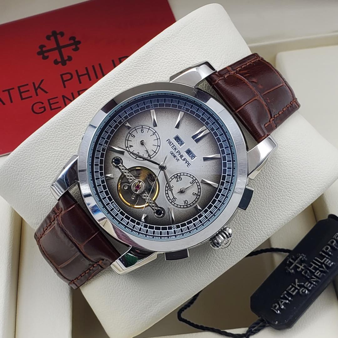 PATEK PHILIPPE AUTOMATIC LEATHER WRISTWATCH