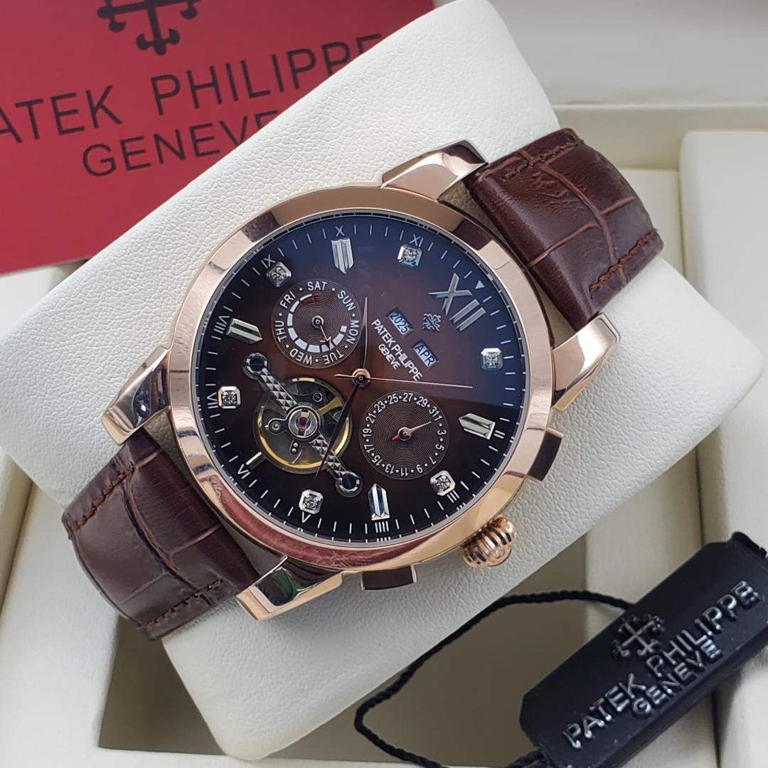 PATEK PHILIPPE AUTOMATIC LEATHER WRISTWATCH - Image 14