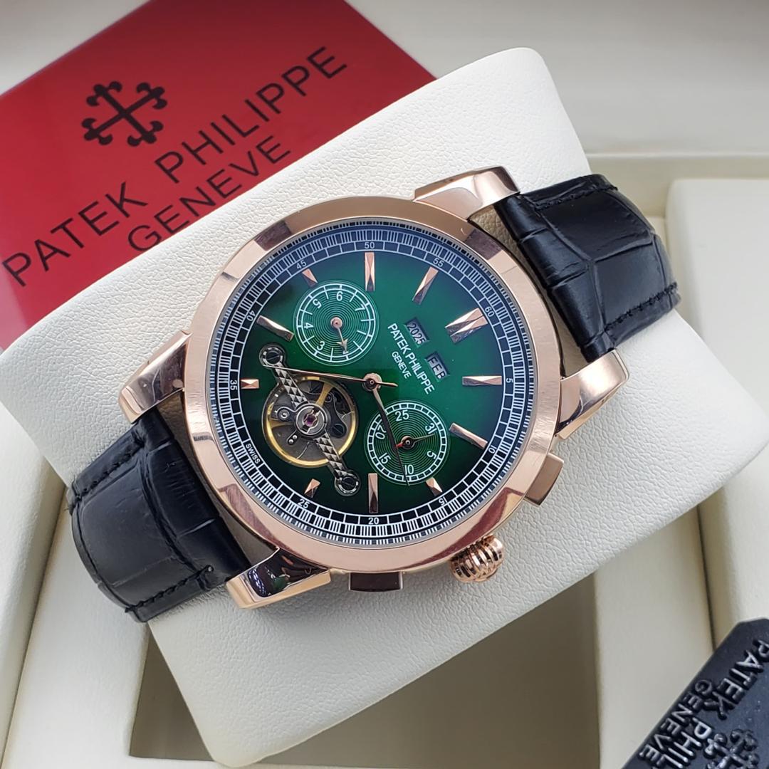 PATEK PHILIPPE AUTOMATIC LEATHER WRISTWATCH - Image 3
