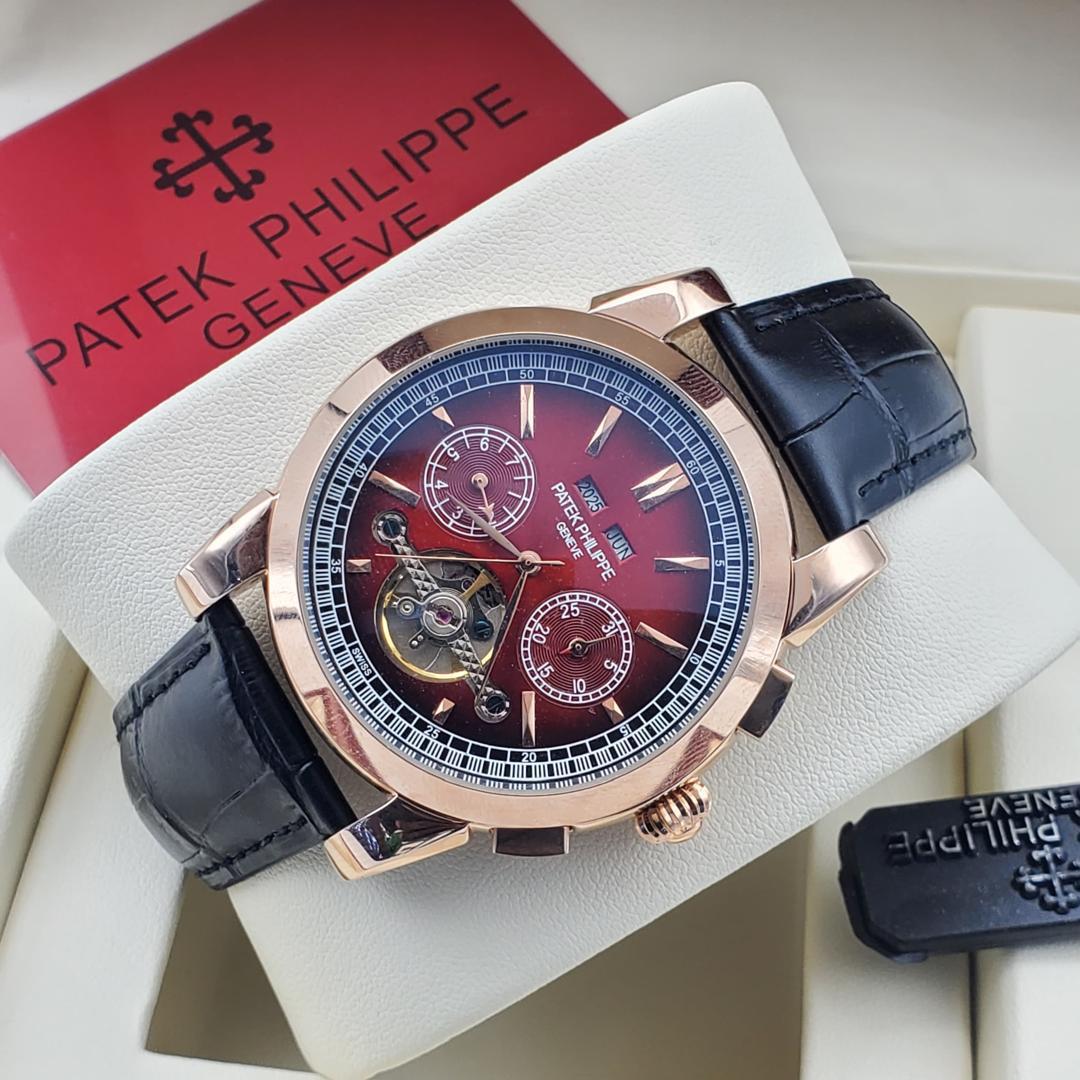 PATEK PHILIPPE AUTOMATIC LEATHER WRISTWATCH - Image 4