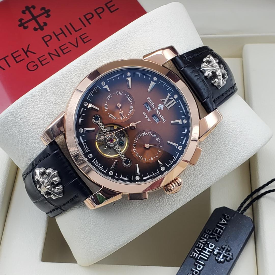 PATEK PHILIPPE AUTOMATIC LEATHER WRISTWATCH - Image 8