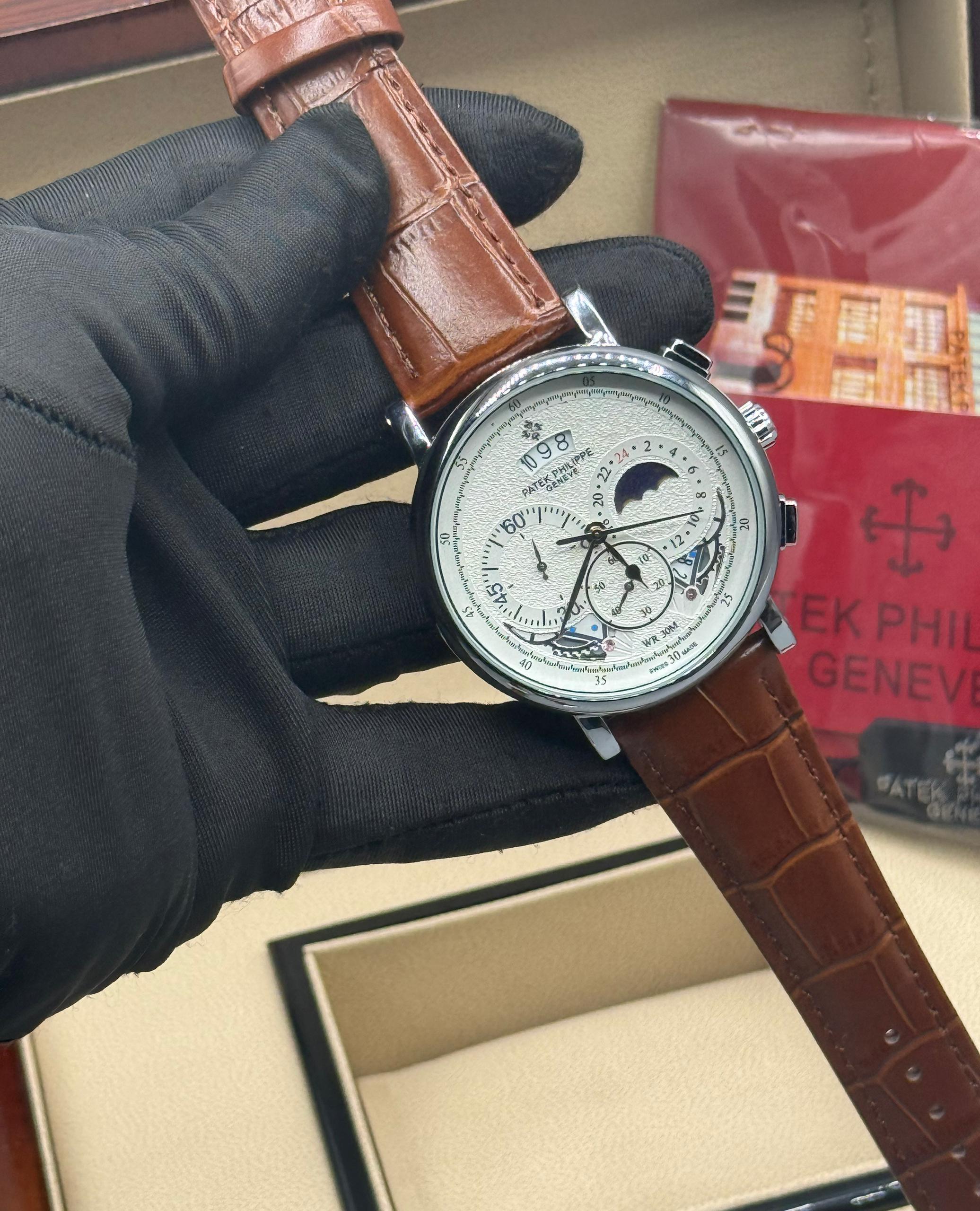 ACTIVE CHRONOGRAPH PATEK PHILIPPE LEATHER WATCH - Image 9