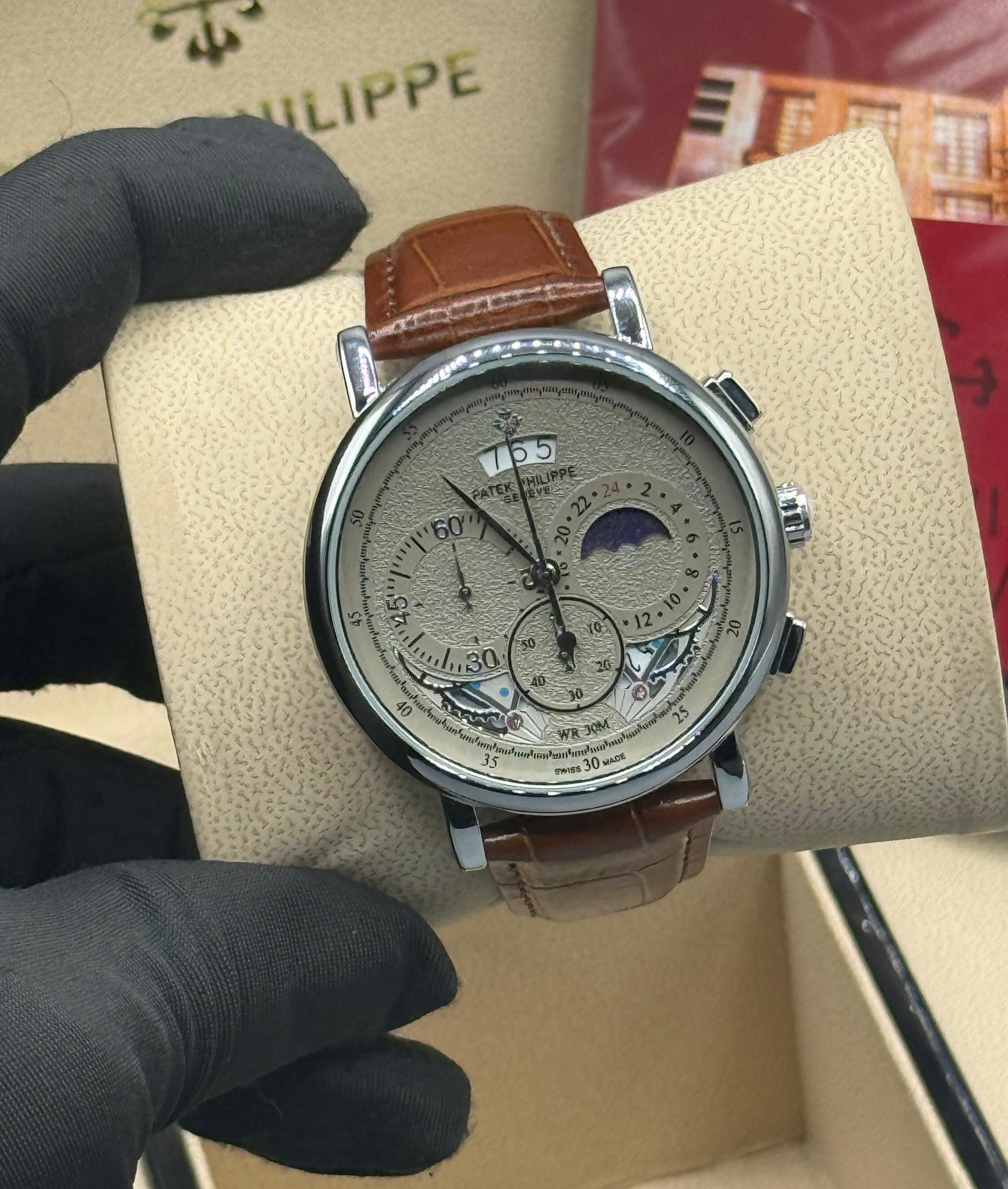 ACTIVE CHRONOGRAPH PATEK PHILIPPE LEATHER WATCH - Image 8