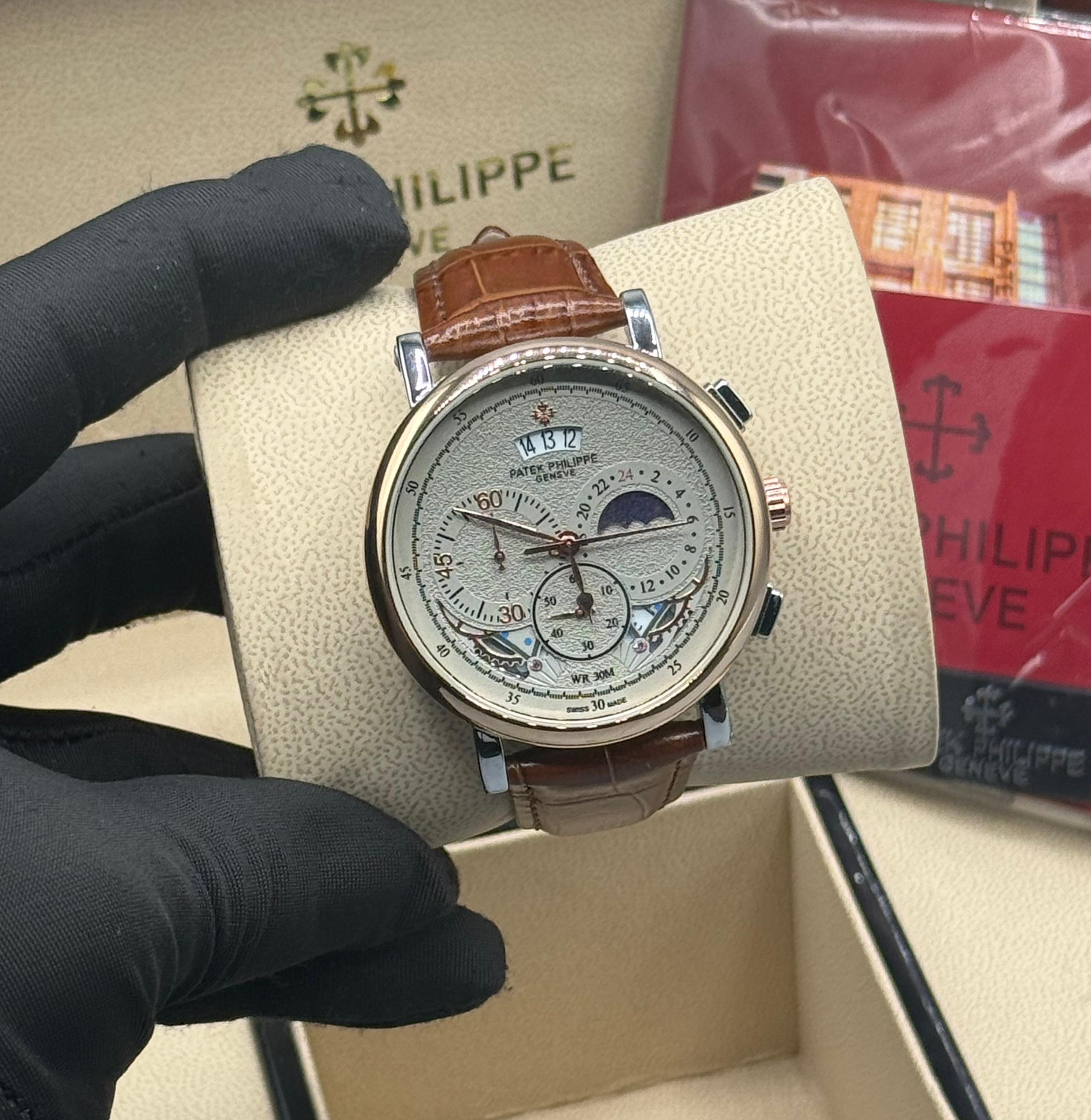 ACTIVE CHRONOGRAPH PATEK PHILIPPE LEATHER WATCH - Image 6