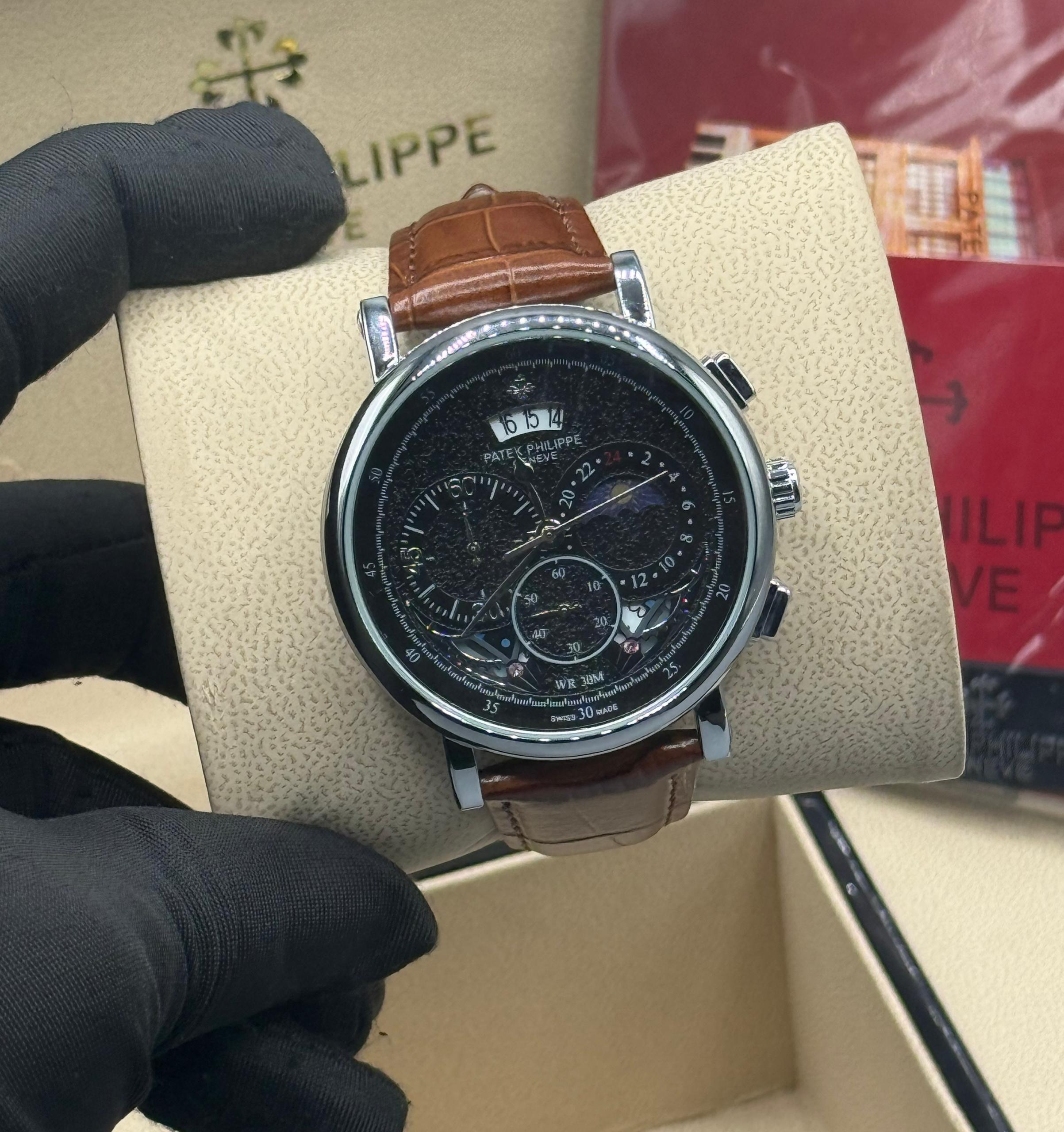 ACTIVE CHRONOGRAPH PATEK PHILIPPE LEATHER WATCH - Image 7