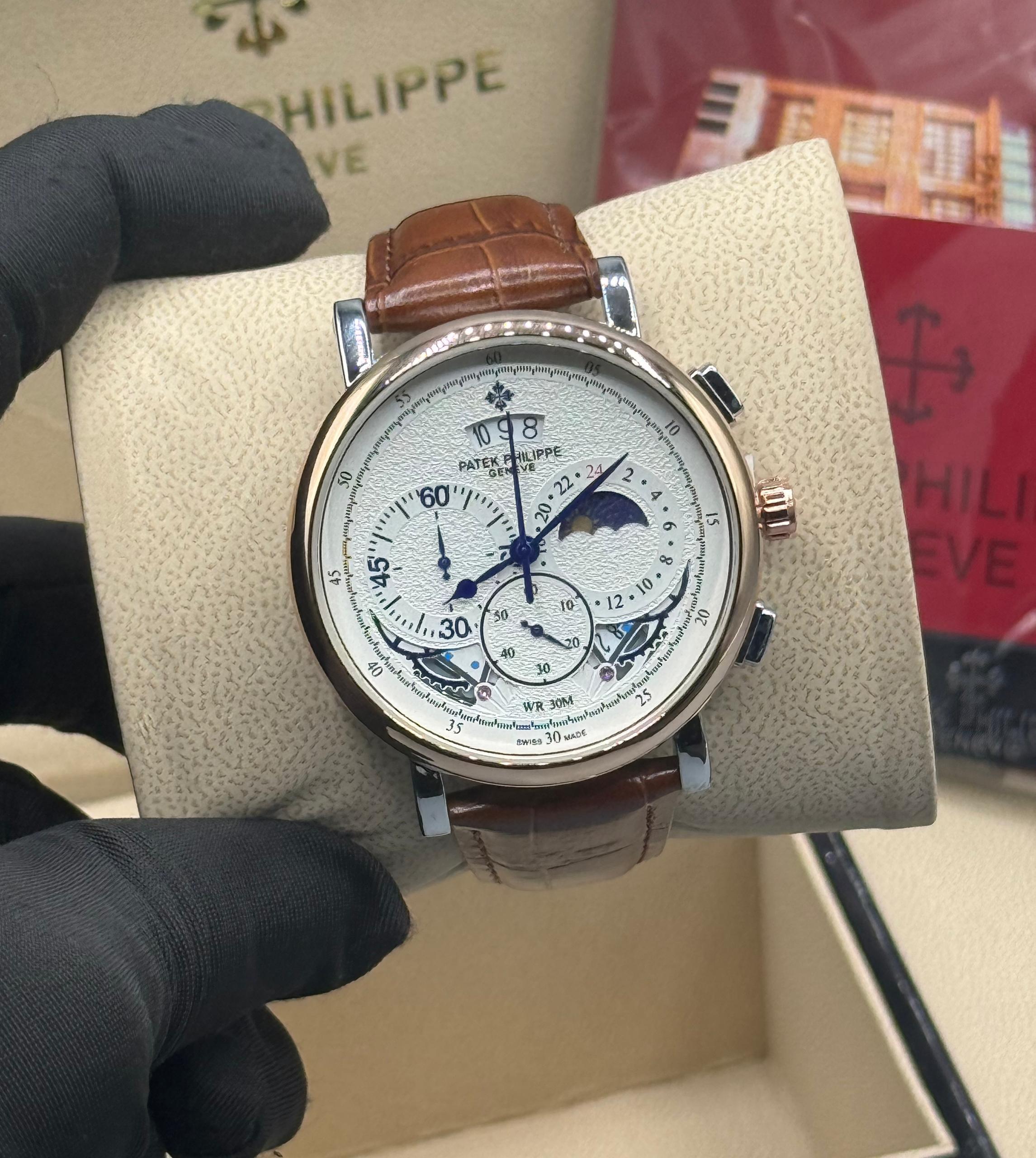 ACTIVE CHRONOGRAPH PATEK PHILIPPE LEATHER WATCH - Image 5