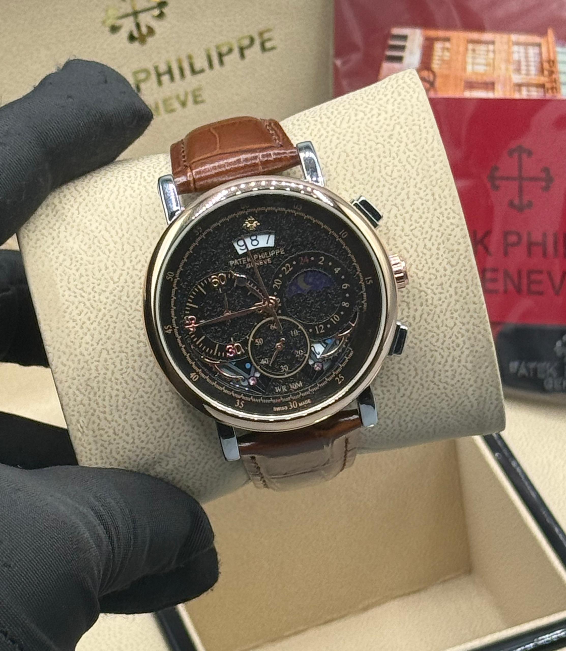 ACTIVE CHRONOGRAPH PATEK PHILIPPE LEATHER WATCH - Image 3