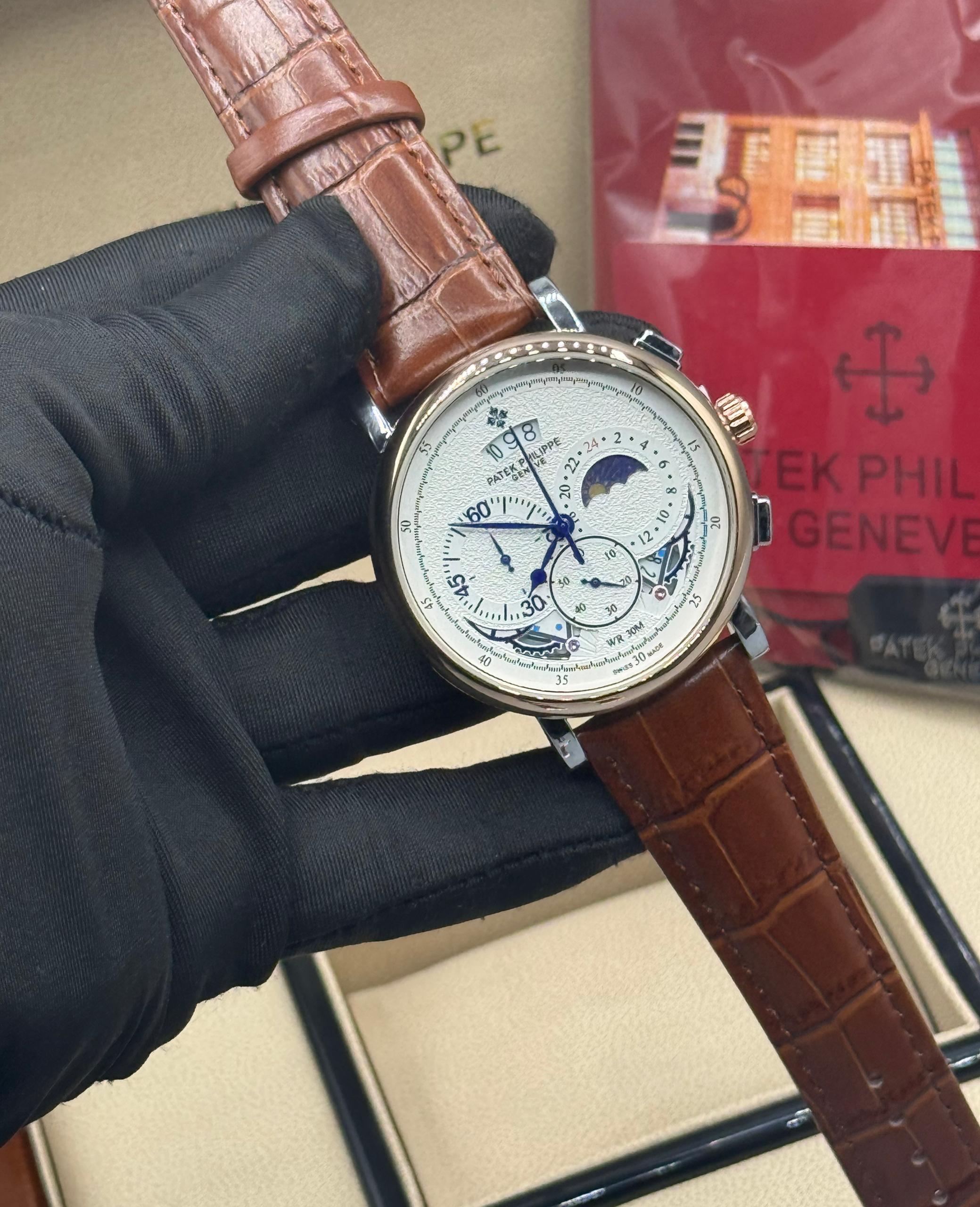 ACTIVE CHRONOGRAPH PATEK PHILIPPE LEATHER WATCH - Image 2