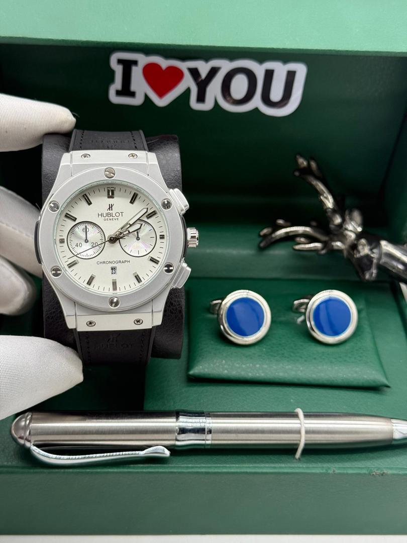 HUBLOT LEATHER + CUFFLINKS + PEN + LUXURY BOX - Image 13