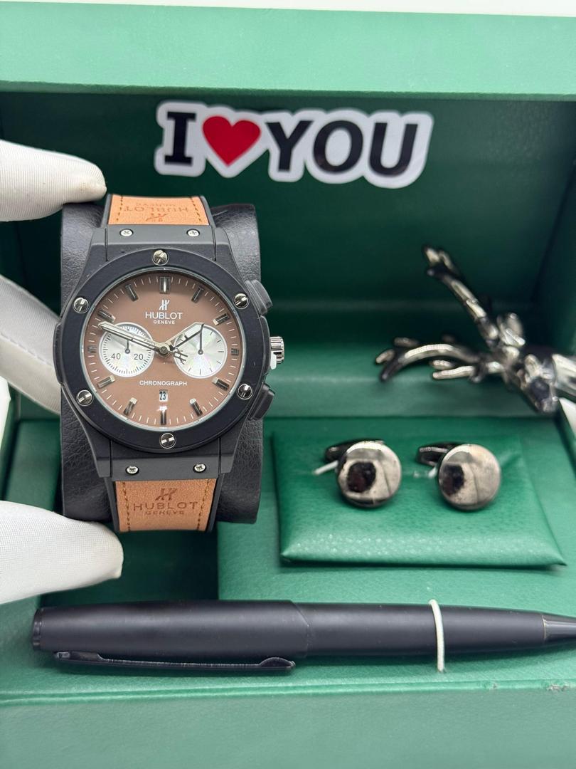 HUBLOT LEATHER + CUFFLINKS + PEN + LUXURY BOX - Image 14