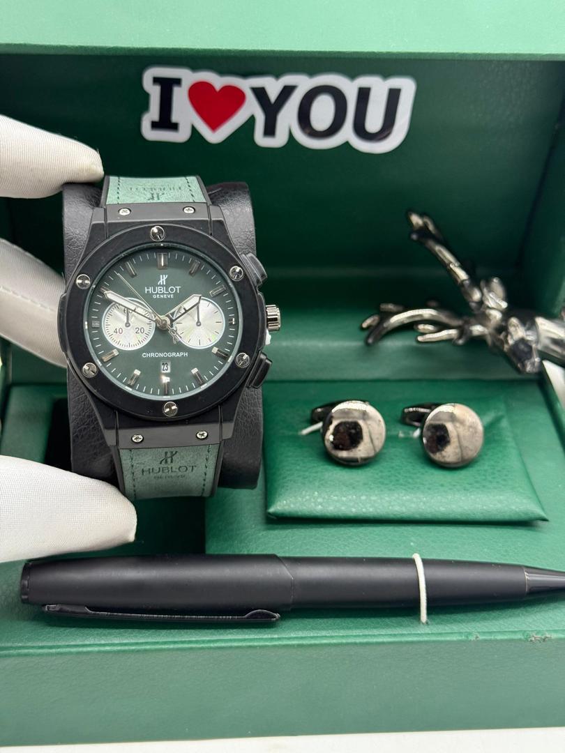 HUBLOT LEATHER + CUFFLINKS + PEN + LUXURY BOX - Image 11