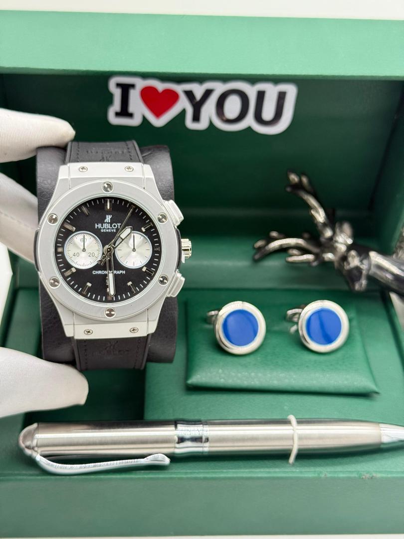 HUBLOT LEATHER + CUFFLINKS + PEN + LUXURY BOX - Image 12