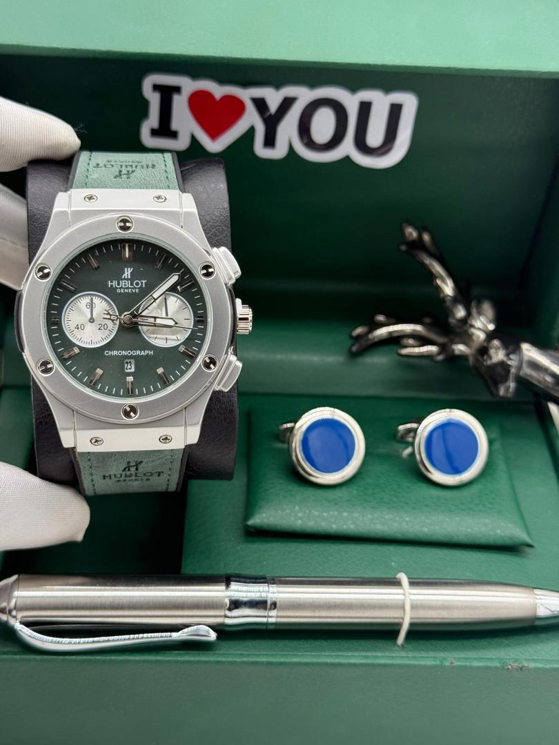 HUBLOT LEATHER + CUFFLINKS + PEN + LUXURY BOX - Image 4