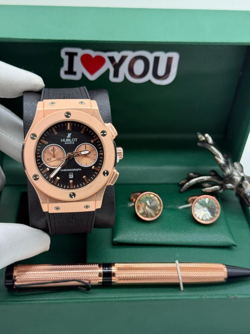 HUBLOT LEATHER + CUFFLINKS + PEN + LUXURY BOX - Image 5