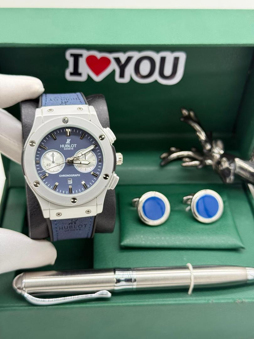 HUBLOT LEATHER + CUFFLINKS + PEN + LUXURY BOX - Image 6