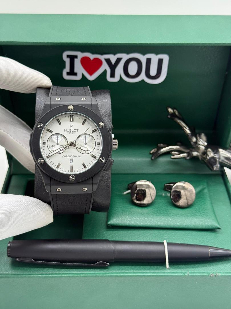 HUBLOT LEATHER + CUFFLINKS + PEN + LUXURY BOX - Image 7