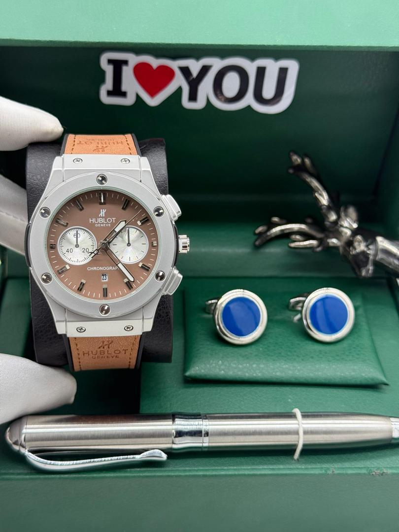 HUBLOT LEATHER + CUFFLINKS + PEN + LUXURY BOX - Image 8