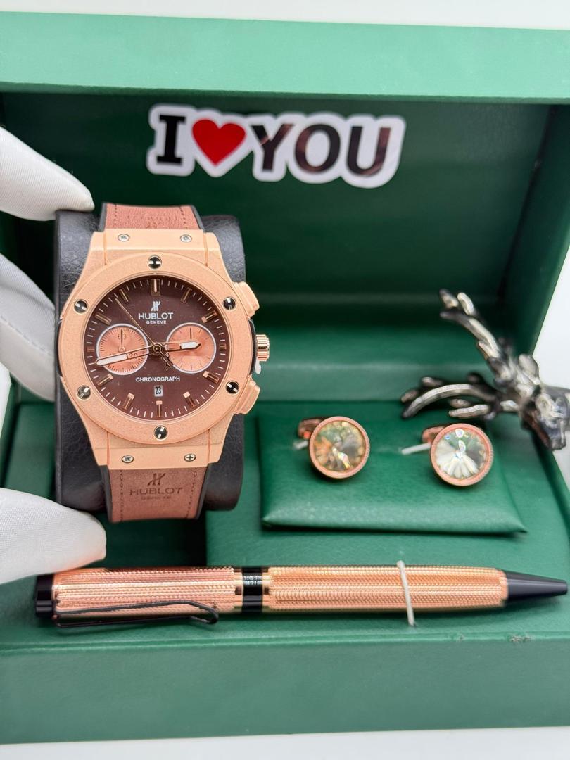 HUBLOT LEATHER + CUFFLINKS + PEN + LUXURY BOX - Image 9